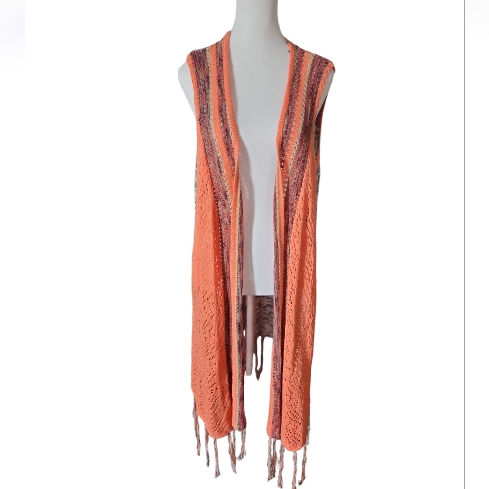 OSO Casuals Open Knit Duster with Tassels Bohemian Size: XL - Picture 1 of 5